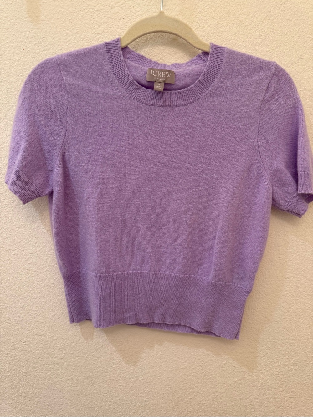 J. Crew Lilac Short Sleeve Cashmere Sweater
